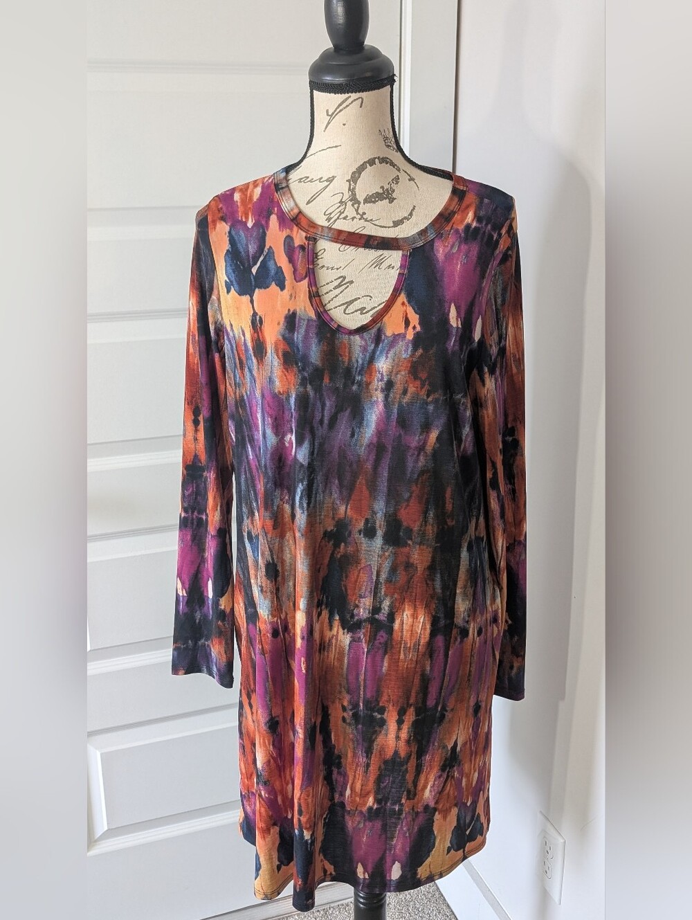 344. Vibrant Watercolor Tie-Dye Tunic Dress - Multi Size L